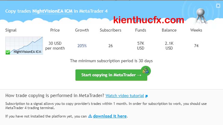 Cách sao chép tín hiệu trên web mql5.com