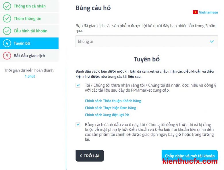 Hướng dẫn mở tài khoản sàn FP Markets