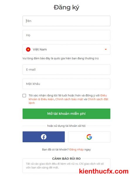 Hướng dẫn mở tài khoản sàn IQ Option