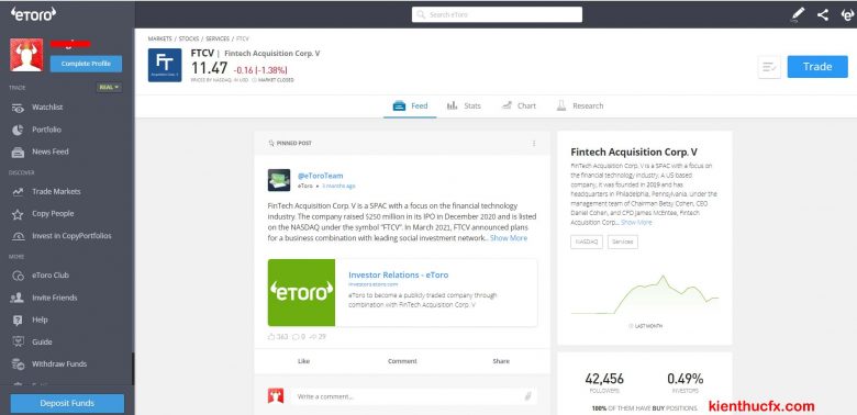 Hướng dẫn mua cổ phiếu tại sàn eToro