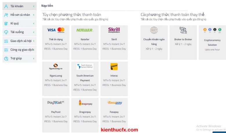 Hướng dẫn nạp tiền sàn FP Markets