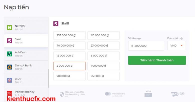 Hướng dẫn nạp tiền sàn IQ Option