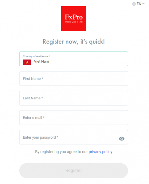 Hướng dẫn mở tài khoản sàn FxPro