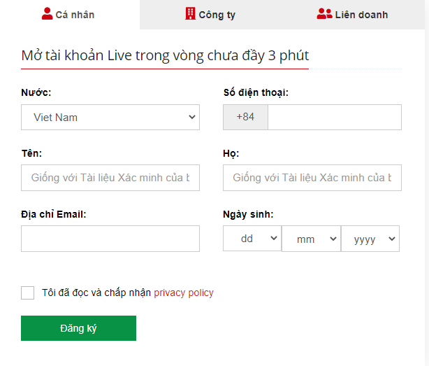Hướng dẫn mở tài khoản sàn HotForex