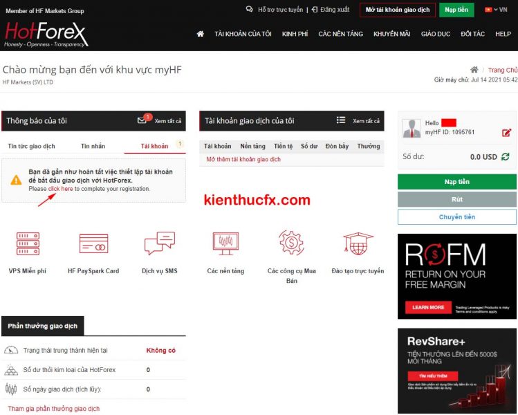 Hướng dẫn mở tài khoản sàn HotForex