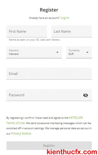 Hướng dẫn mở tài khoản ví điện tử Neteller