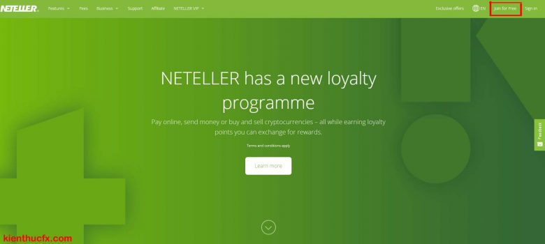 Hướng dẫn mở tài khoản ví điện tử Neteller