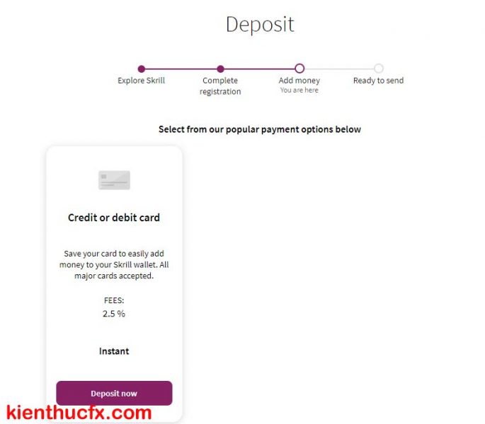 Hướng dẫn nạp tiền vào ví điện tử Skrill