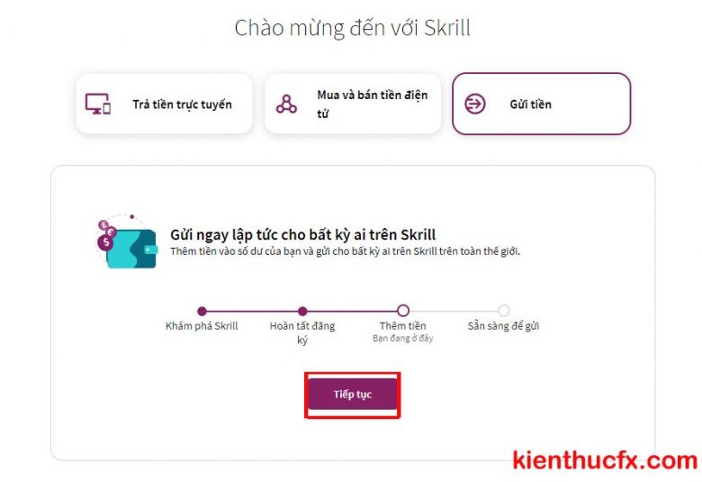 Hướng dẫn nạp tiền vào ví điện tử Skrill
