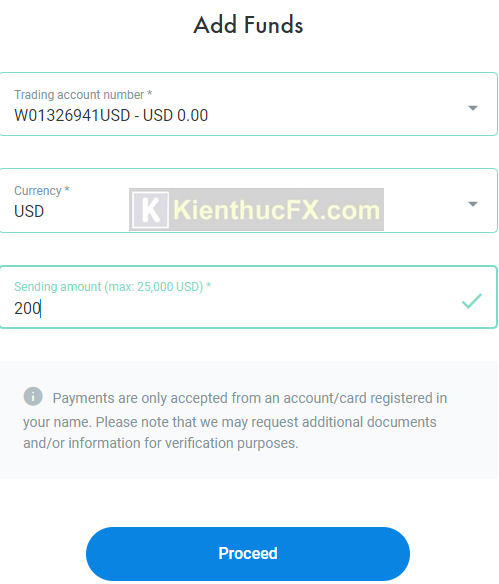 Hướng dẫn nạp tiền sàn FxPro